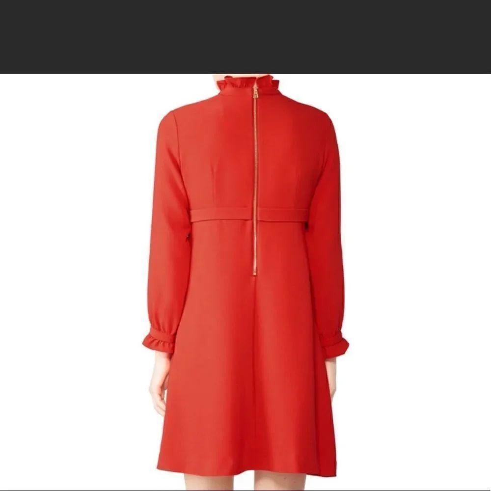 Sail to Sable small red loose fit ruffle dress long sleeve